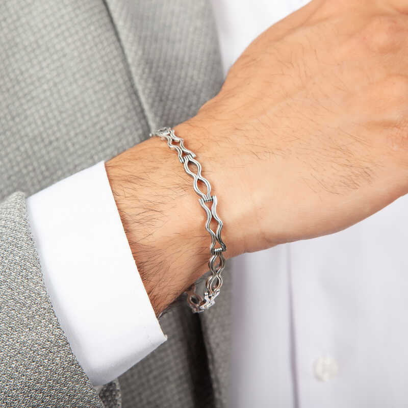 Men’s Oxidized Sterling Silver Bracelet image 1