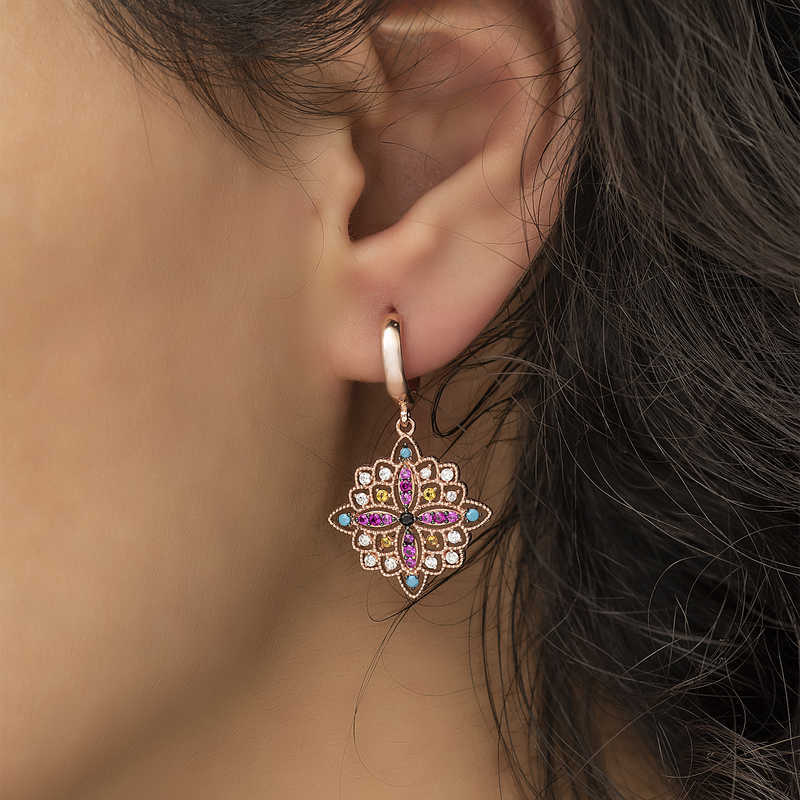 Silver Ethnic Patterned Women's Earrings image 1
