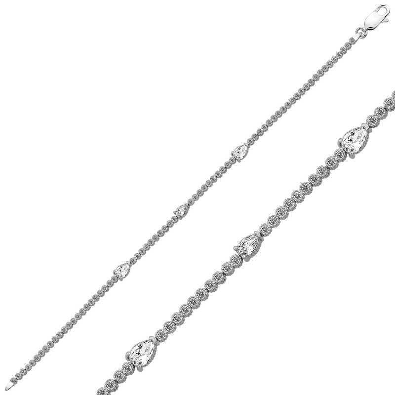 Silver Three-Drop Tennis Bracelet – Rhodium Plated image 0