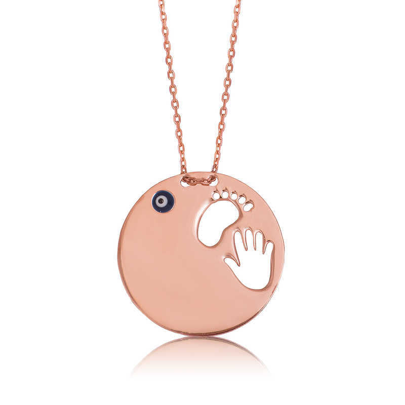 Silver Hand Footprint Mother Women's Necklace image 0