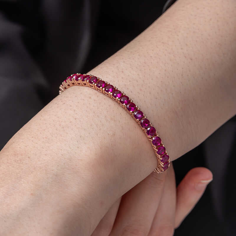 Silver Pink Stone Tennis Bracelet – Rhodium Plated image 1