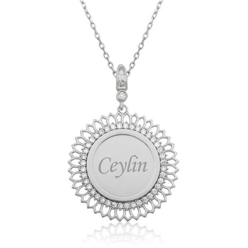 Silver Personalized Stone Plate Necklace image 0