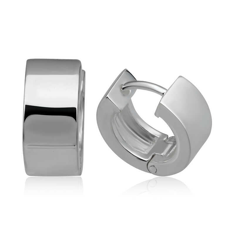 Silver Hoop Men's Earrings – Rhodium Plated image 0