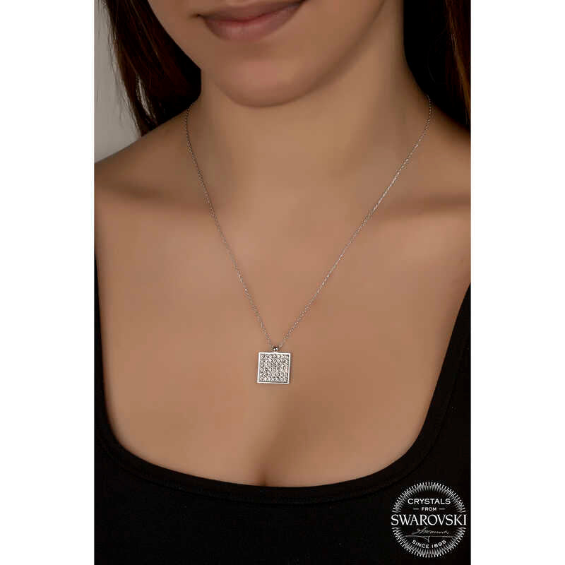 Swarovski Crystal Stone Square 925 Sterling Silver Women's Necklace image 1