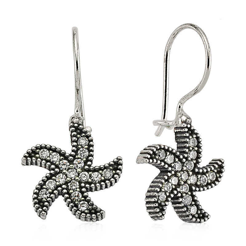 Silver Starfish Dangling Earrings image 0