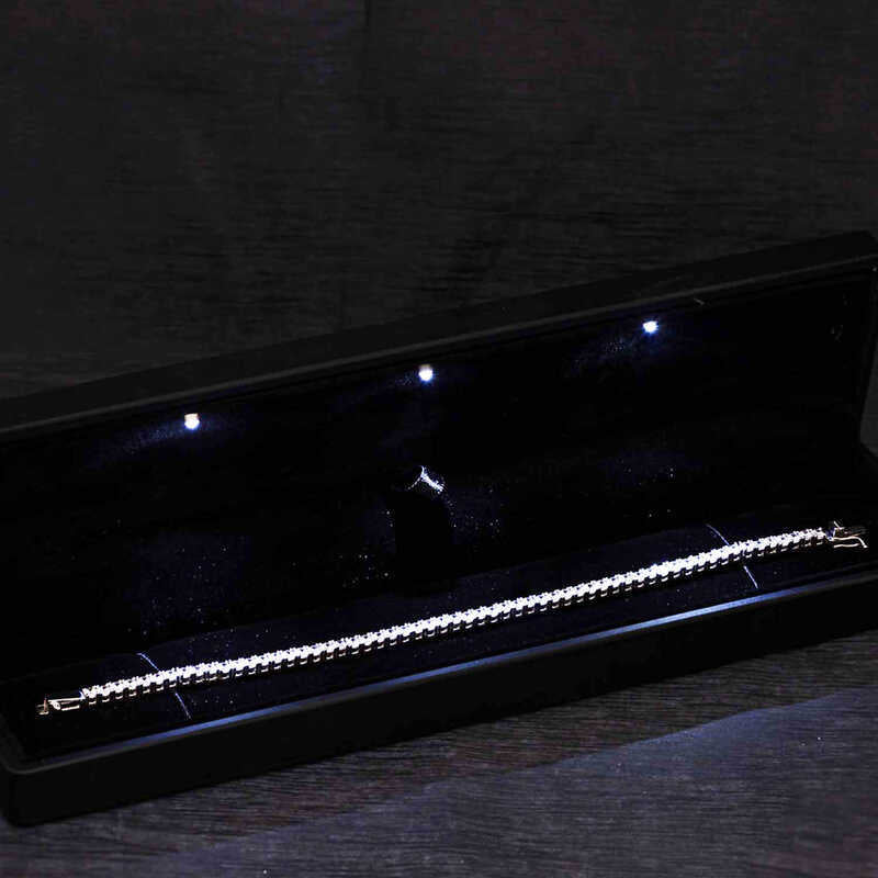 Silver Rhodium-Plated Tennis Bracelet with White Stones in Illuminated Box image 0