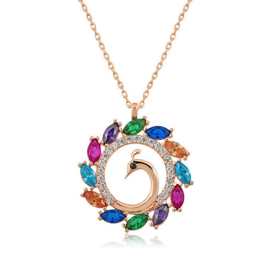 Silver Rose Peacock Women's Necklace image 0
