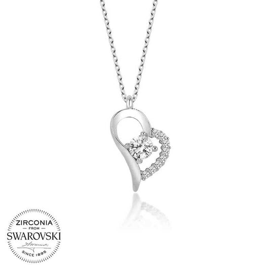 Swarovski Stone Silver Heart Solitaire Women's Necklace image 0