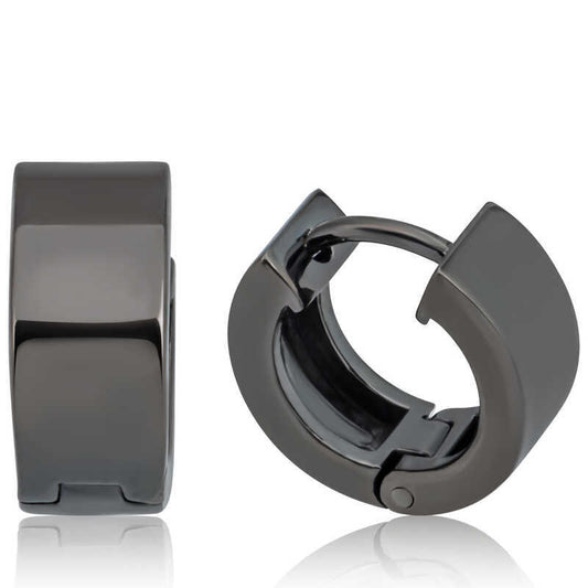 Black rhodium plated on Silver Hoop Men's Earrings image 0