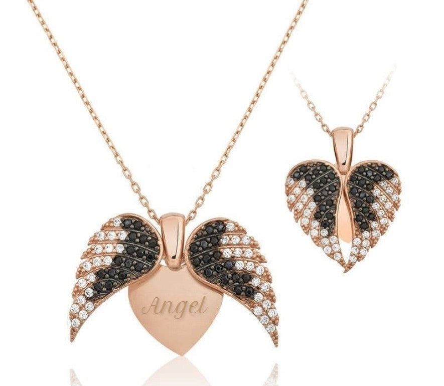 Silver Rose-Plated Heart-Shaped Name Necklace image 0