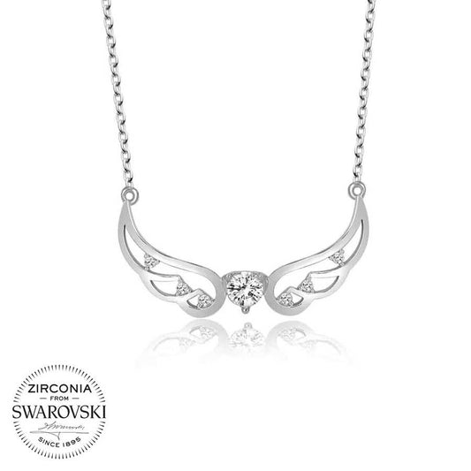 Swarovski Crystals Stone Silver Wing Women's Necklace image 0