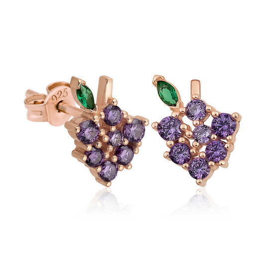 925 Silver Grapefruit zircon stone Stud Earrings image 0