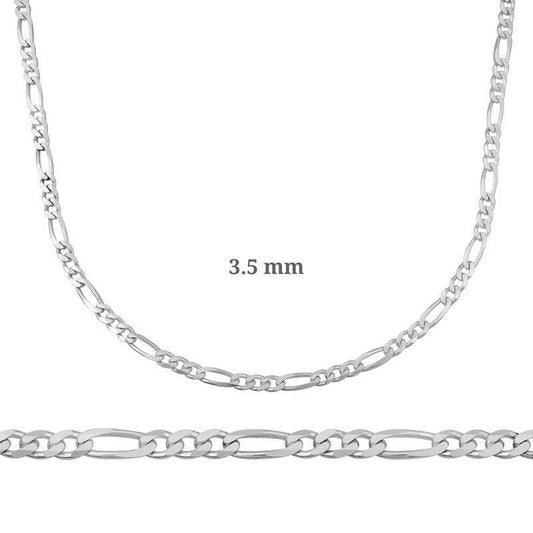 3.5 mm Silver Figaro Chain - 100 Micron image 0