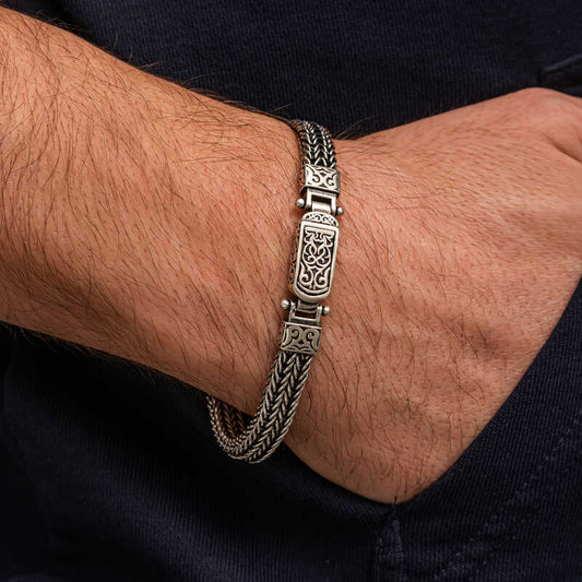 Men's Bracelet with Silver Oxide Pattern image 0