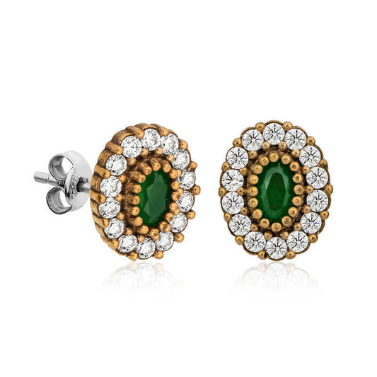Silver Authentic Oval Studded Women's Earring image 0