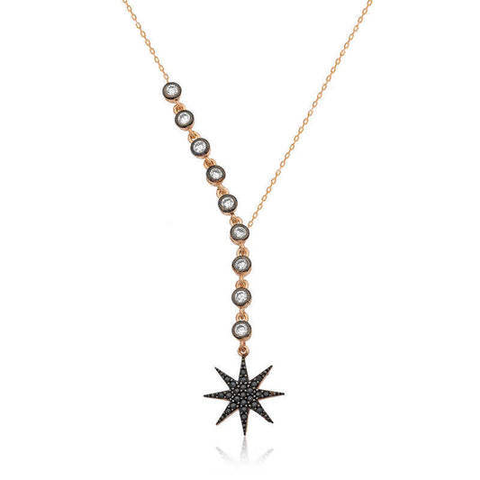 925 Silver Row Stone Star Women's Necklace image 0