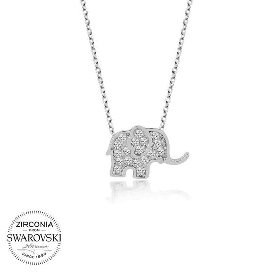 Swarovski Stone Silver Elephant Women's Necklace image 0