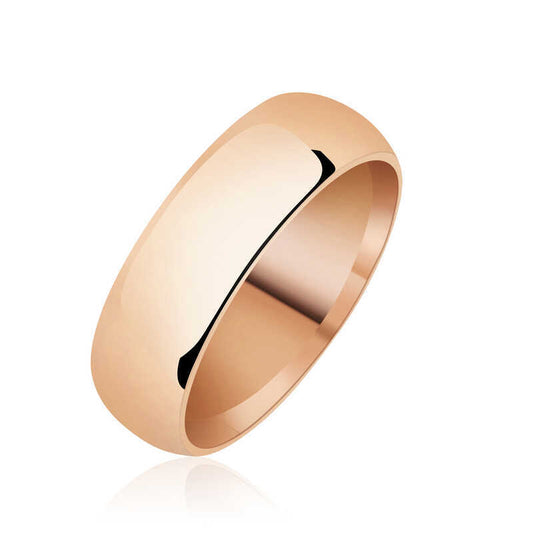 6mm Plain Domed Rose Silver Band image 0