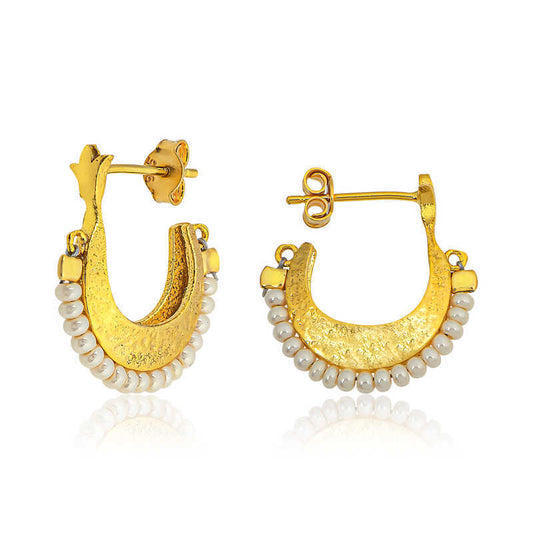 925 Silver and White Stone Bohemian Stud Earrings image 0