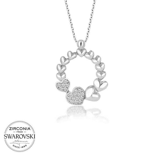 Swarovski Stone Silver Hoop Heart Women's Necklace image 0