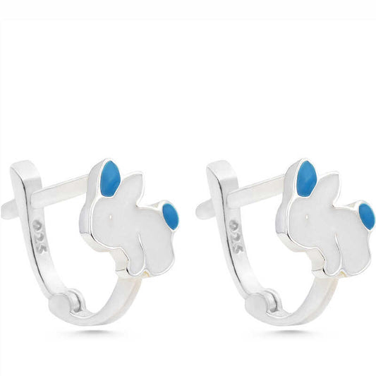 Silver Blue Bunny Girls  Earrings image 0
