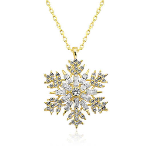 Silver Gold Snowflake Necklace image 0