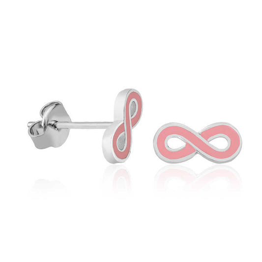 925 Silver Pink Infinity Studded Earrings image 0