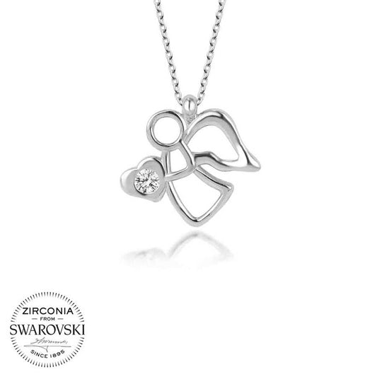 Swarovski Crystals Silver Angel Women's Necklace image 0