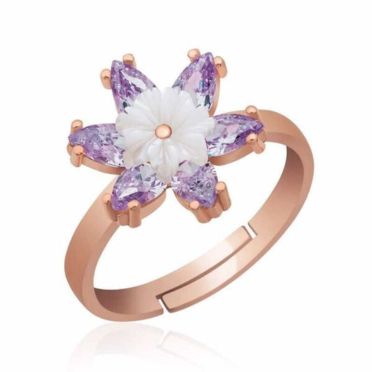 Silver Lilac Lotus Flower Ring image 0