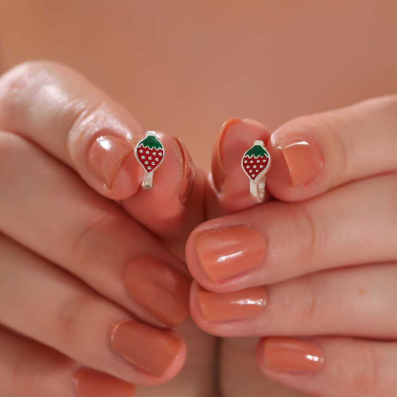 925 Silver Strawberry Girls Earrings image 1