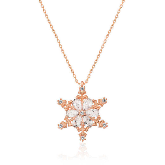 Silver Rose Snow Flower Women's Necklace image 0