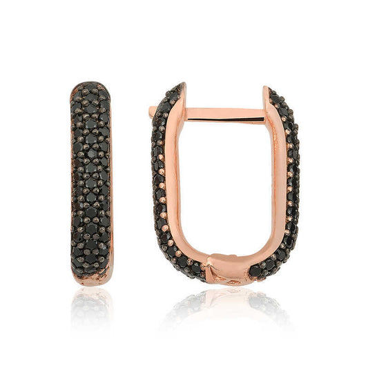 Silver Black Stone J Women's Earrings image 0