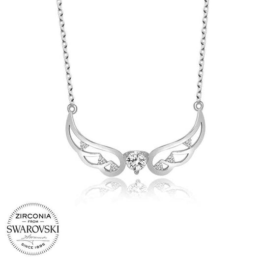 Swarovski Stone Silver Wing Women's Necklace image 0