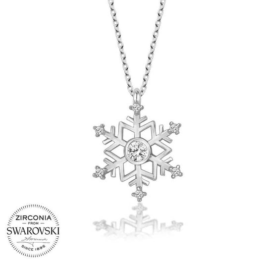Swarovski Stone Silver Snowflake Women's Necklace image 0
