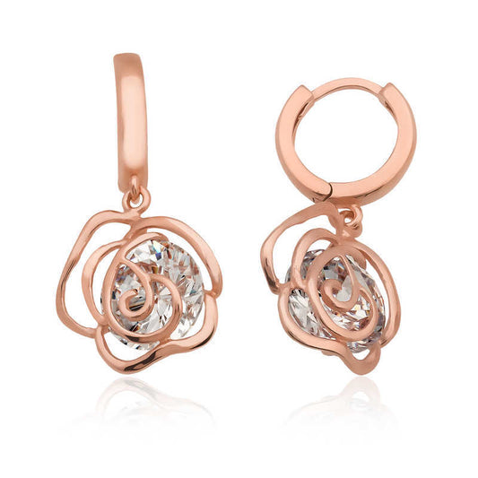 Silver Dangling Rose Earrings image 0