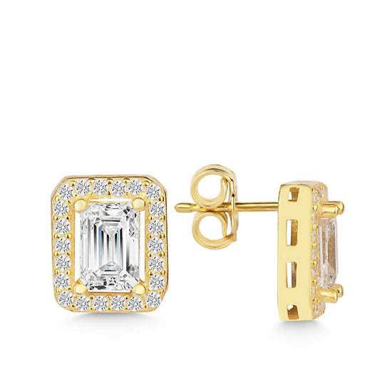 Silver Gold White Baguette Stud Women's Earrings image 0