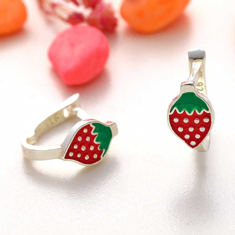925 Silver Strawberry Girls Earrings image 0