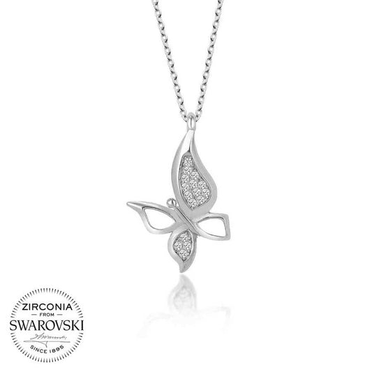 Swarovski Crystals Silver Butterfly Women's Necklace image 0