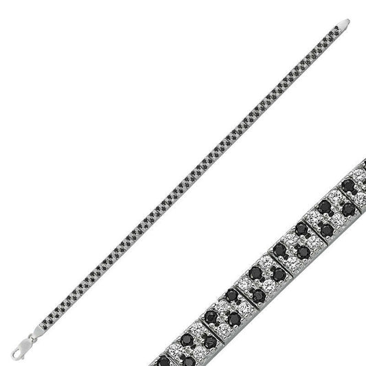 Silver Black & White Stone Tennis Bracelet image 0