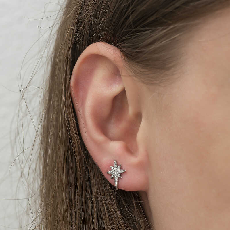 Silver Pole Star Earrings image 1