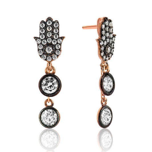 925 Sterling Silver Fatma mother's hand earrings image 0