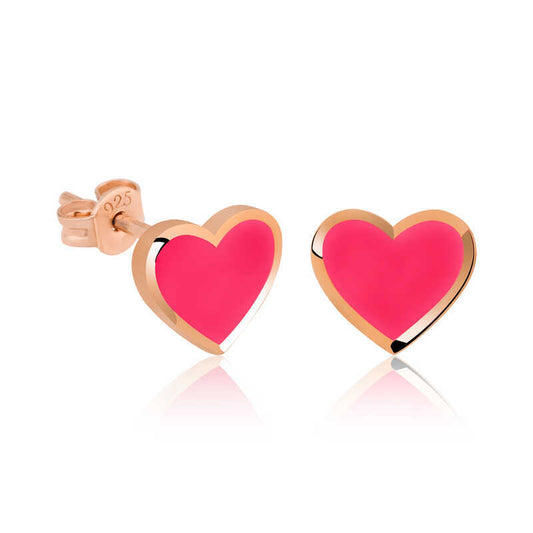 Silver pink heart women's earrings image 0