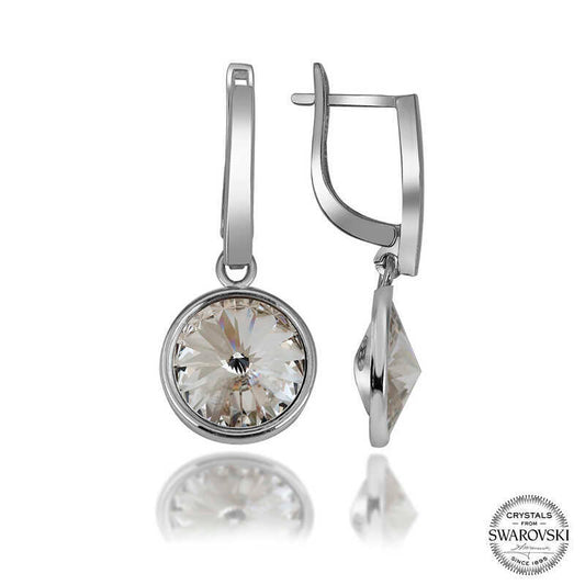 Swarovski Crystal Stone Silver White Dangling Women's Earrings image 0