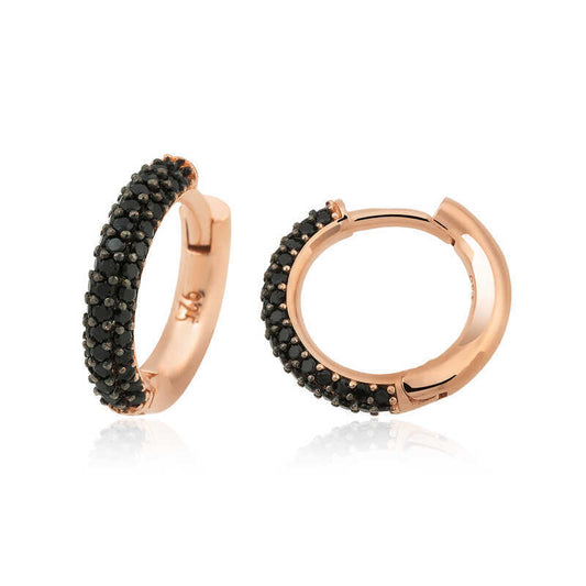 Silver Black Hoop Women's Earrings image 0