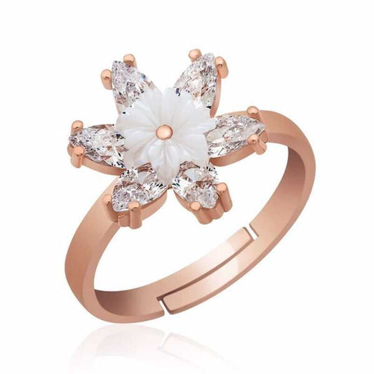 Silver Rose White Lotus Flower Ring image 0