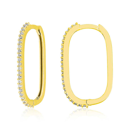 Silver Zircon Stone Hoop Women's Earrings image 0