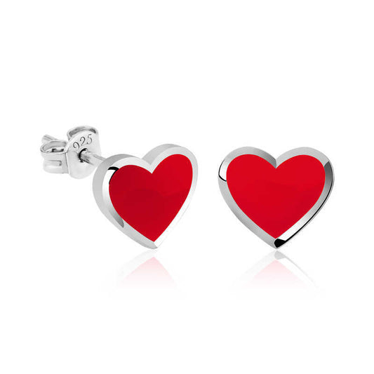 Silver Red Heart Earrings image 0