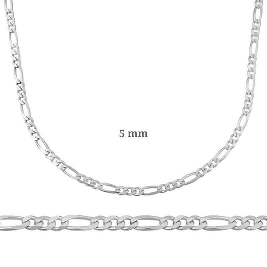 5 mm Silver Figaro Chain - 140 Micron image 0