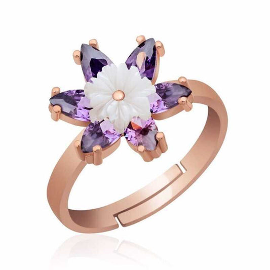 Silver Purple Lotus Flower Ring image 0