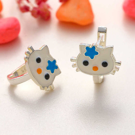Silver Blue Cat Girls Earrings image 0